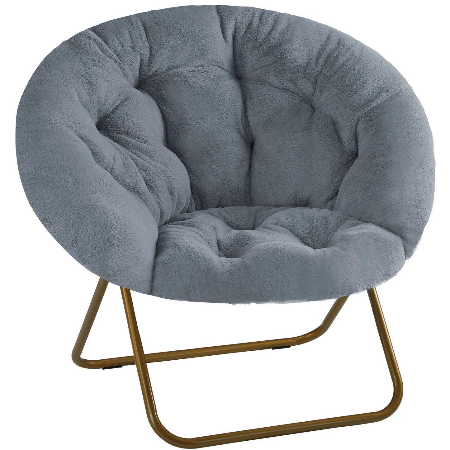 Cozy Faux Fur Saucer Chair with Metal Frame for Living Room - Chic & Cheery Shopping