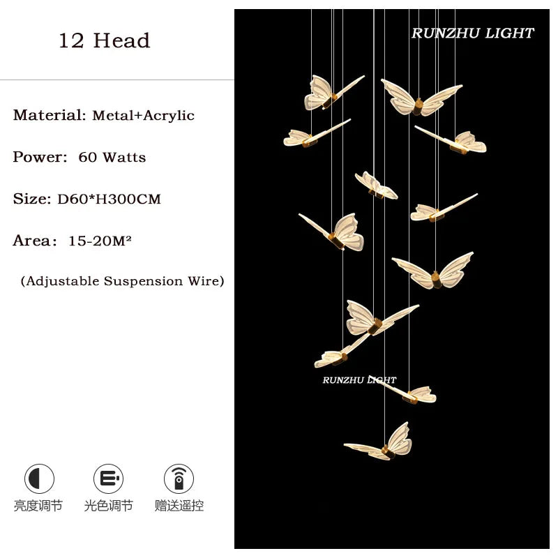 Butterfly Chandelier Bedroom Lamp Creative LED Pendant Light - Chic & Cheery Shopping