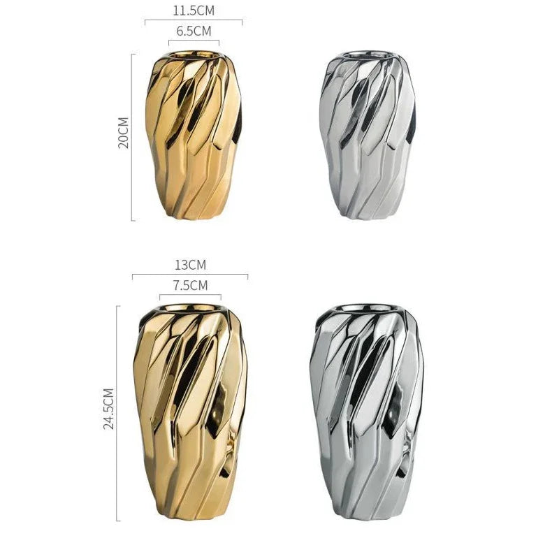 Electroplating Golden Silvery Ceramic Vase for Home Decor - Chic & Cheery Shopping