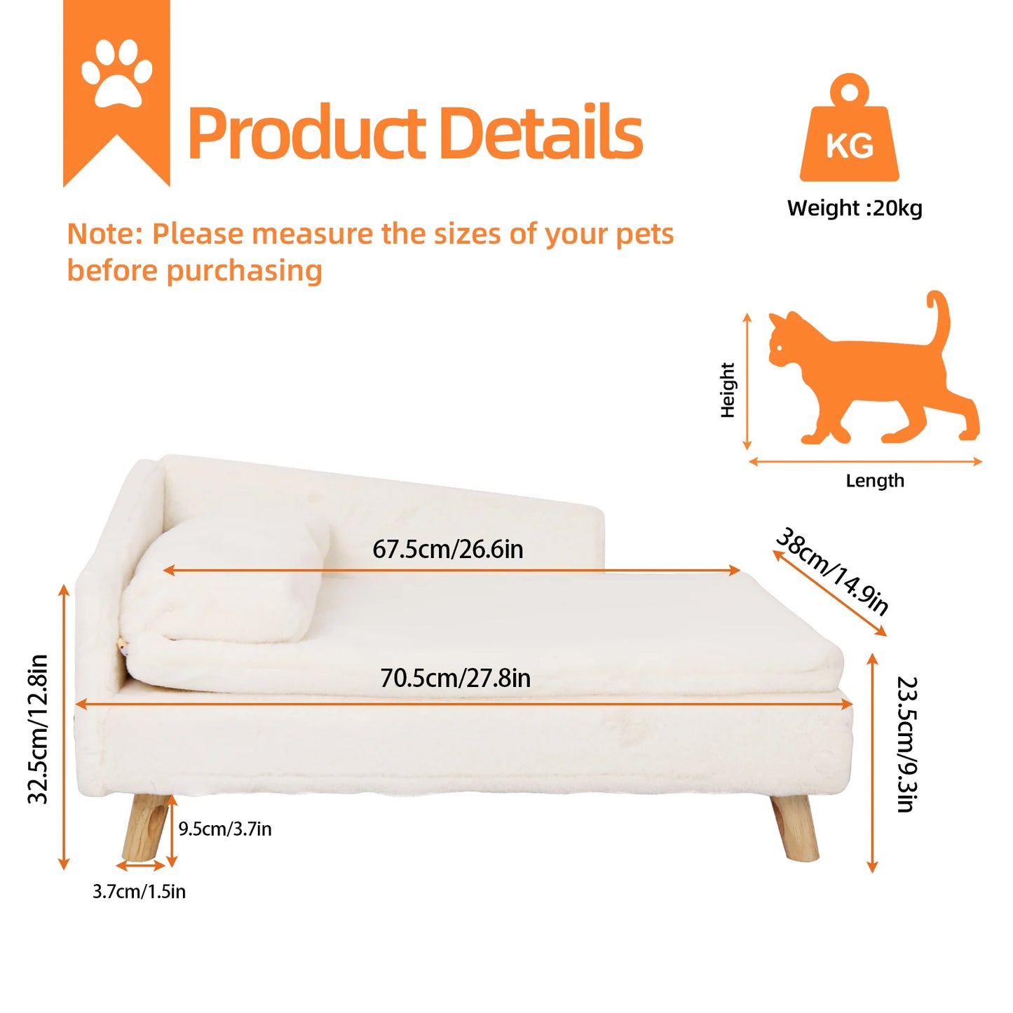 Elevated Nordic Pet Bed with Cozy Waterproof Pad - Chic & Cheery Shopping