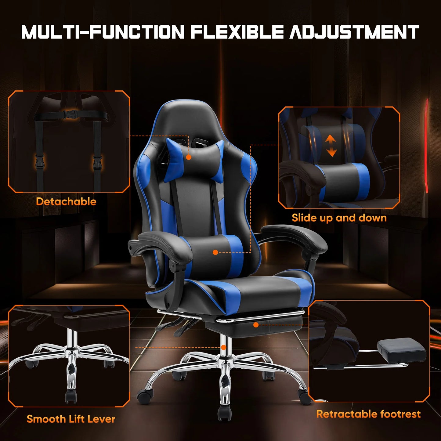 JHK Ergonomic Racing Gaming Chair with Lumbar Support - Chic & Cheery Shopping