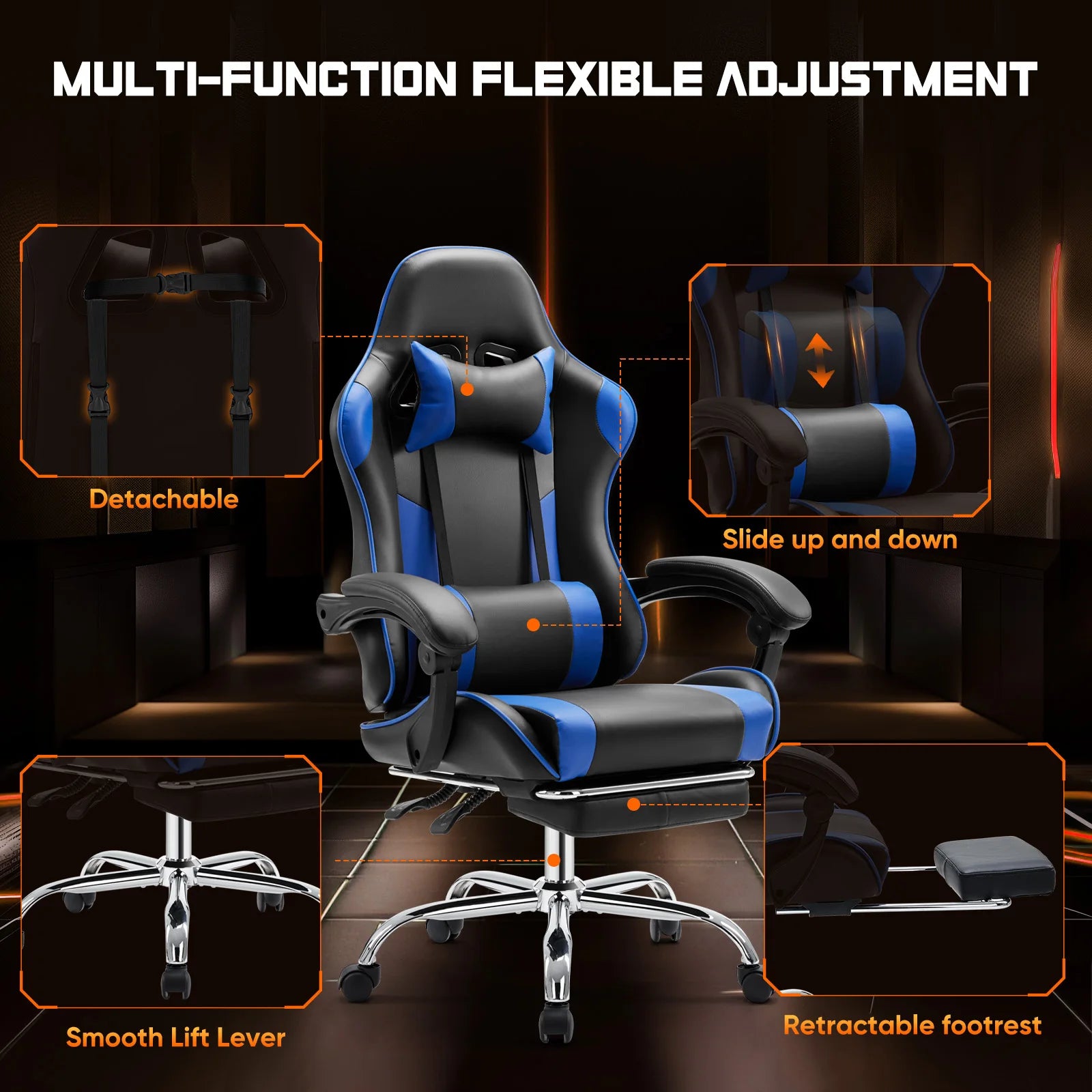 JHK Ergonomic Racing Gaming Chair with Lumbar Support - Chic & Cheery Shopping