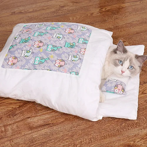 Japanese Cat Bed Winter Sleeping Bag Cave Cushion Nest - Chic & Cheery Shopping
