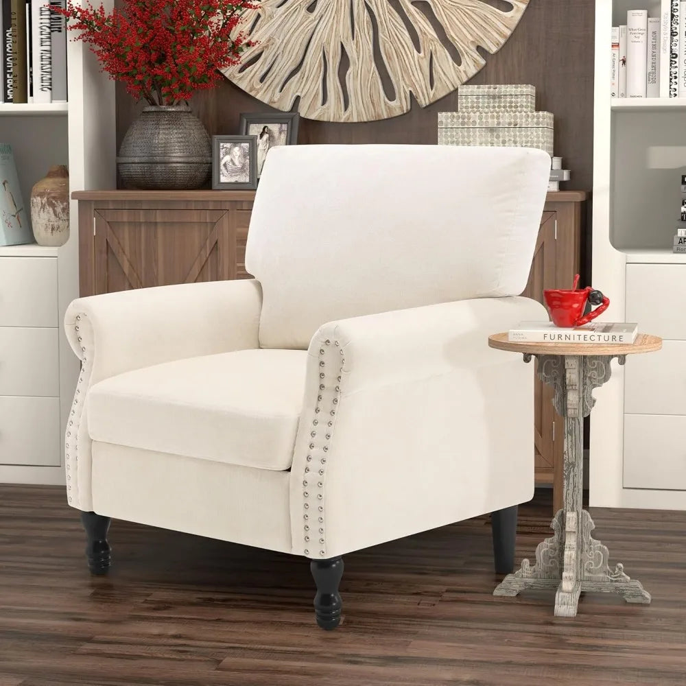 Beige High Back Upholstered Accent Chair for Home Office - Chic & Cheery Shopping