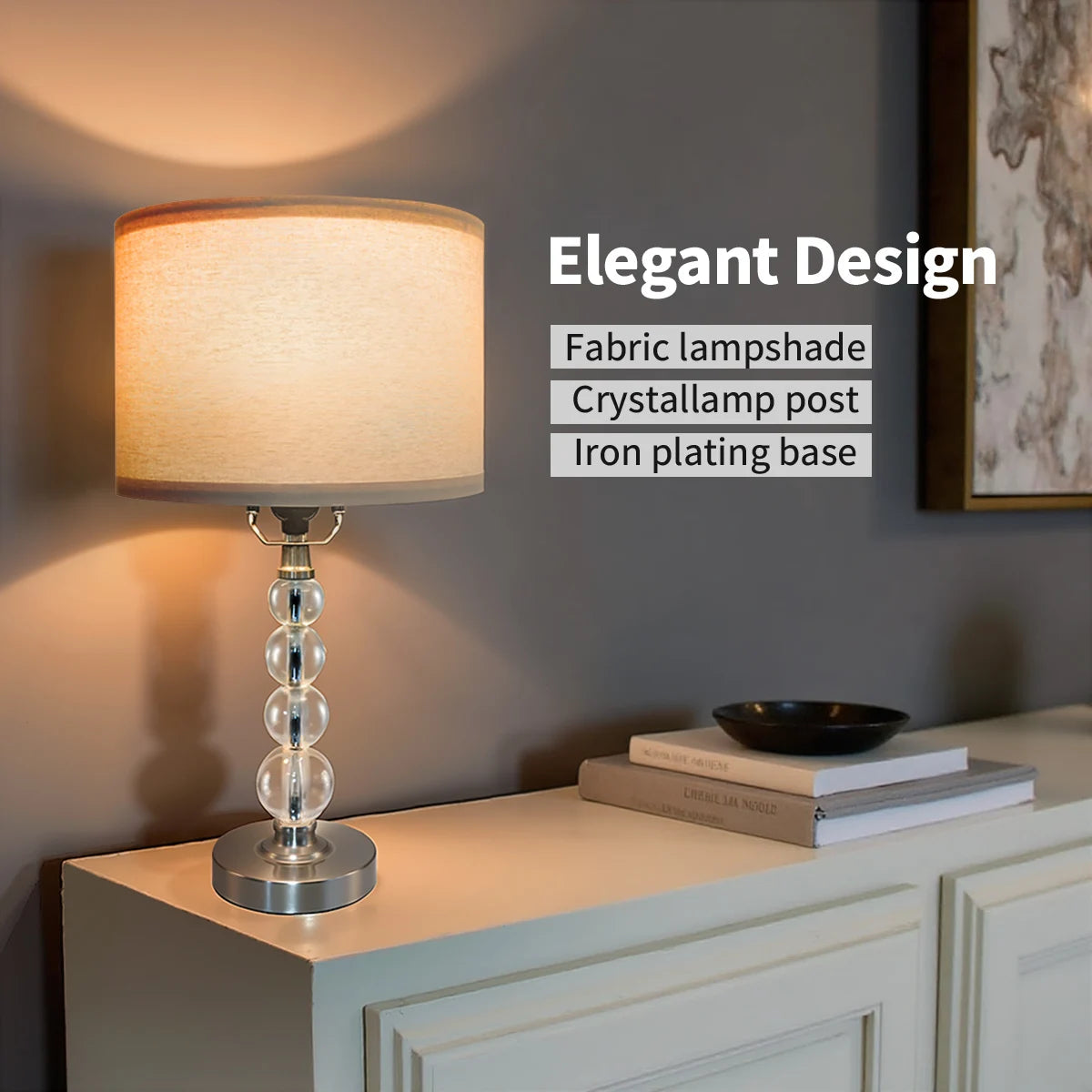 Modern Desk Lamp Set of Two with Linen Lampshade - Chic & Cheery Shopping