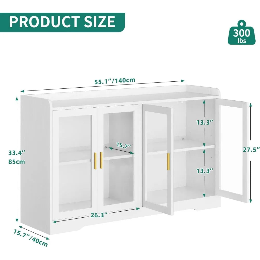 Modern Home Bar Cabinet with LED Light and Adjustable Shelves - Chic & Cheery Shopping